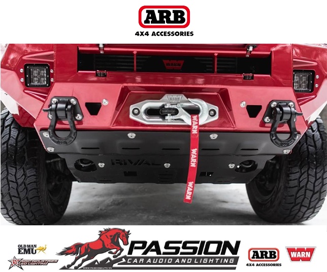 Cản trước bằng nhôm xe Toyota Hilux Vigo 2011-2015 màu đỏ - passionauto