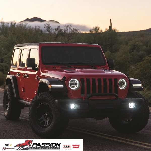 Đèn LED Rigid Jeep JLGladiator Bumper Fog Mount Kit For 18-20 Jeep JL RubiconGladiator 1 Piece Plastic With 360-Series 4.0 Inch SAE đèn trắng | PassionAuto
