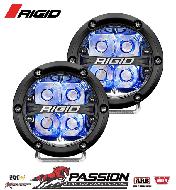 Đèn Led Rigid 360-Series 4 inch Led Off-Road Chùm đèn nền màu xanh lam | PassionAuto